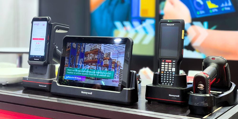 Close-up view of Honeywell handheld scanners and tablets showcasing warehouse management system at Selangor Tech Sphere Summit 2025