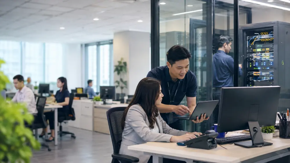 Managed IT services team supporting employees and maintaining network infrastructure in a Malaysian office.